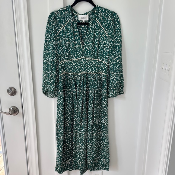 BA&SH Esmee Printed Midi Dress - Green Size 1/S - Picture 3 of 14